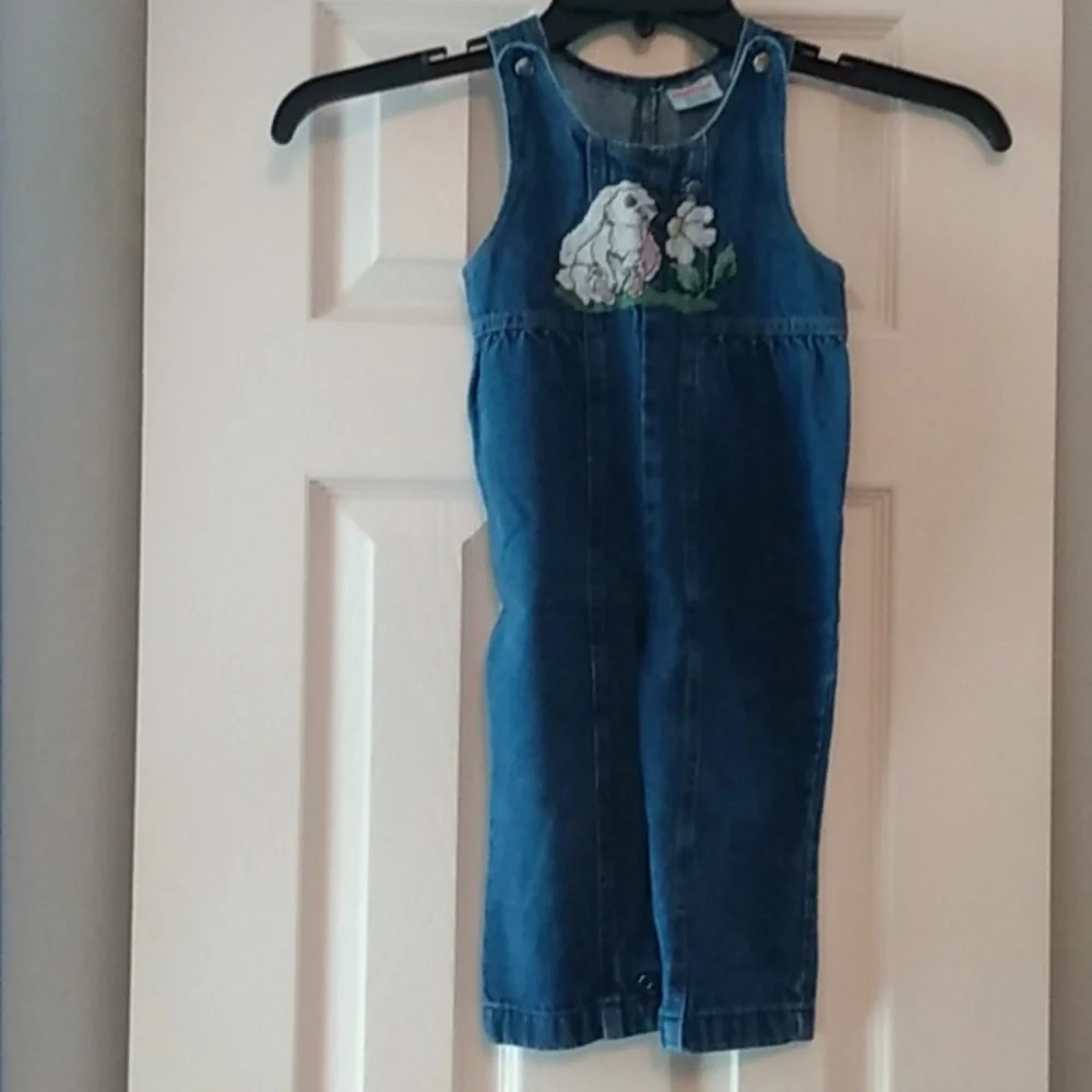 🐰HP! Vtg. Healthtex | Toddler Bunny Rabbit Spring Summer Denim Overalls 24M